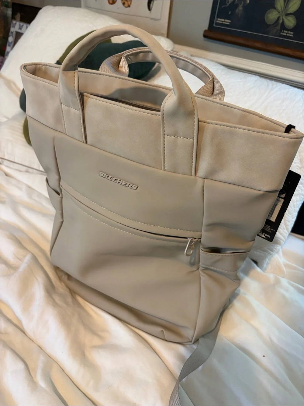 Skechers Neutral Beige Convertible Tote Backpack